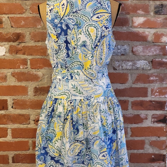 Ralph Lauren 8P blue, green, yellow floral cotton dress - Picture 3 of 8